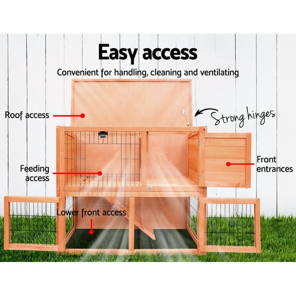 Rabbit Hutch Chicken Coop Large Wooden House Run Cage Pet Bunny