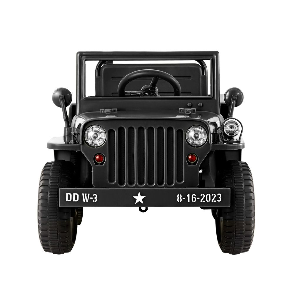 Military Jeep-Style Kids Electric Ride-On Car (Black)