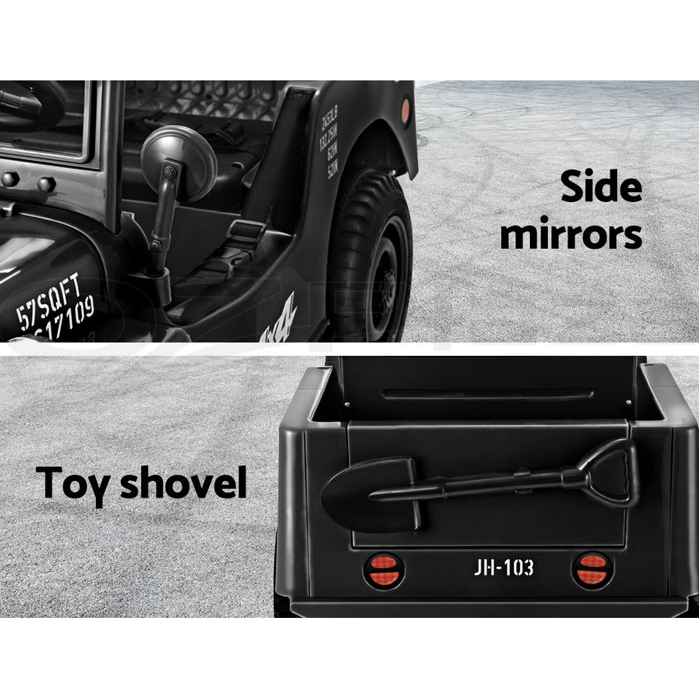 Black  Car Jeep Kids Electric Military Toy Cars Off Road Vehicle 12V