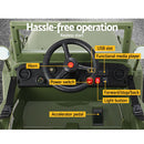 Olive Car Jeep Kids Electric Military Toy Cars Off Road Vehicle 12V