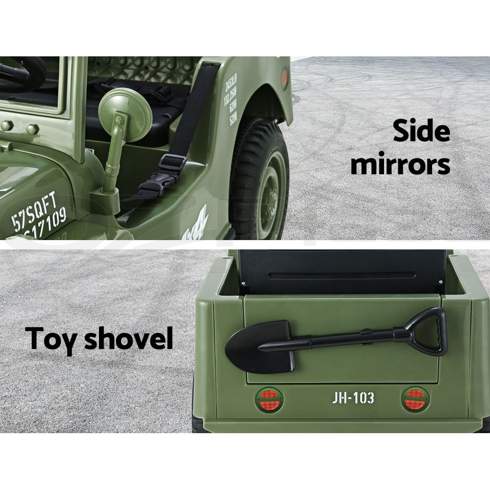 Olive Car Jeep Kids Electric Military Toy Cars Off Road Vehicle 12V