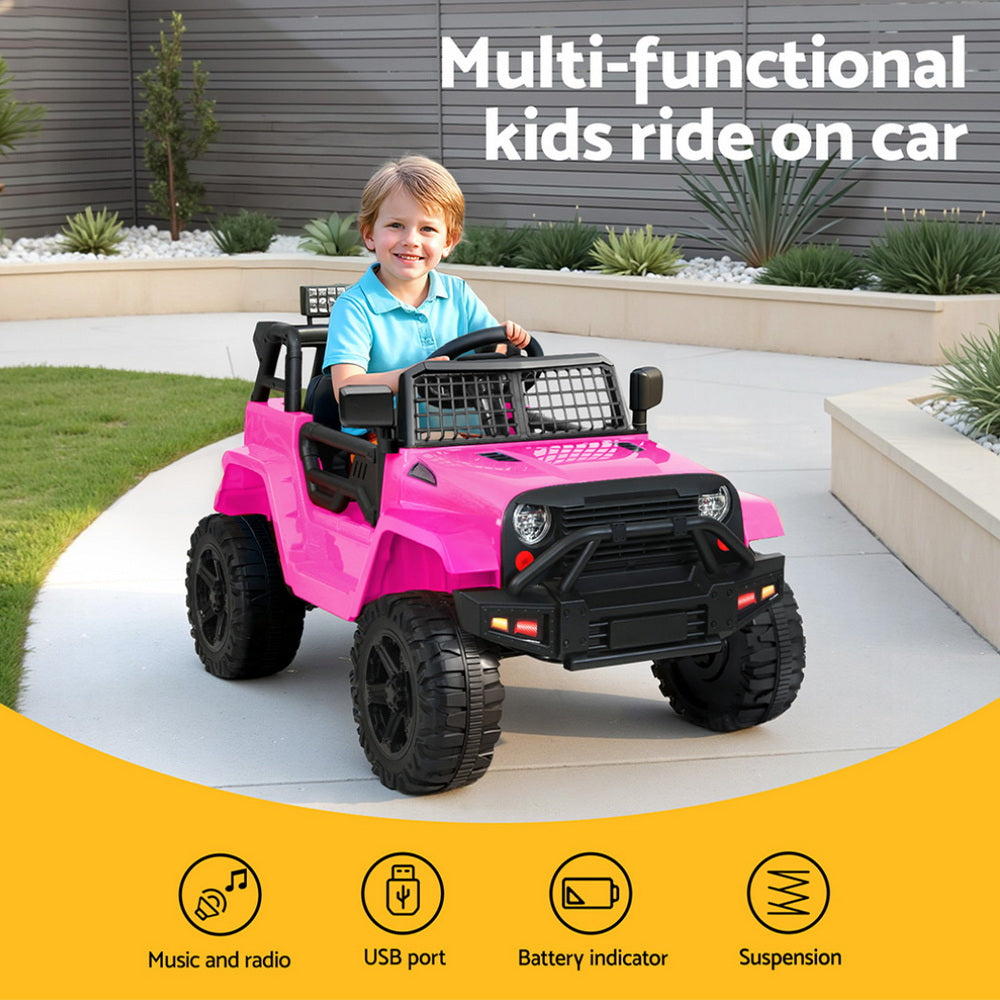 Jeep-Style Kids Electric Ride-On Car (Pink)