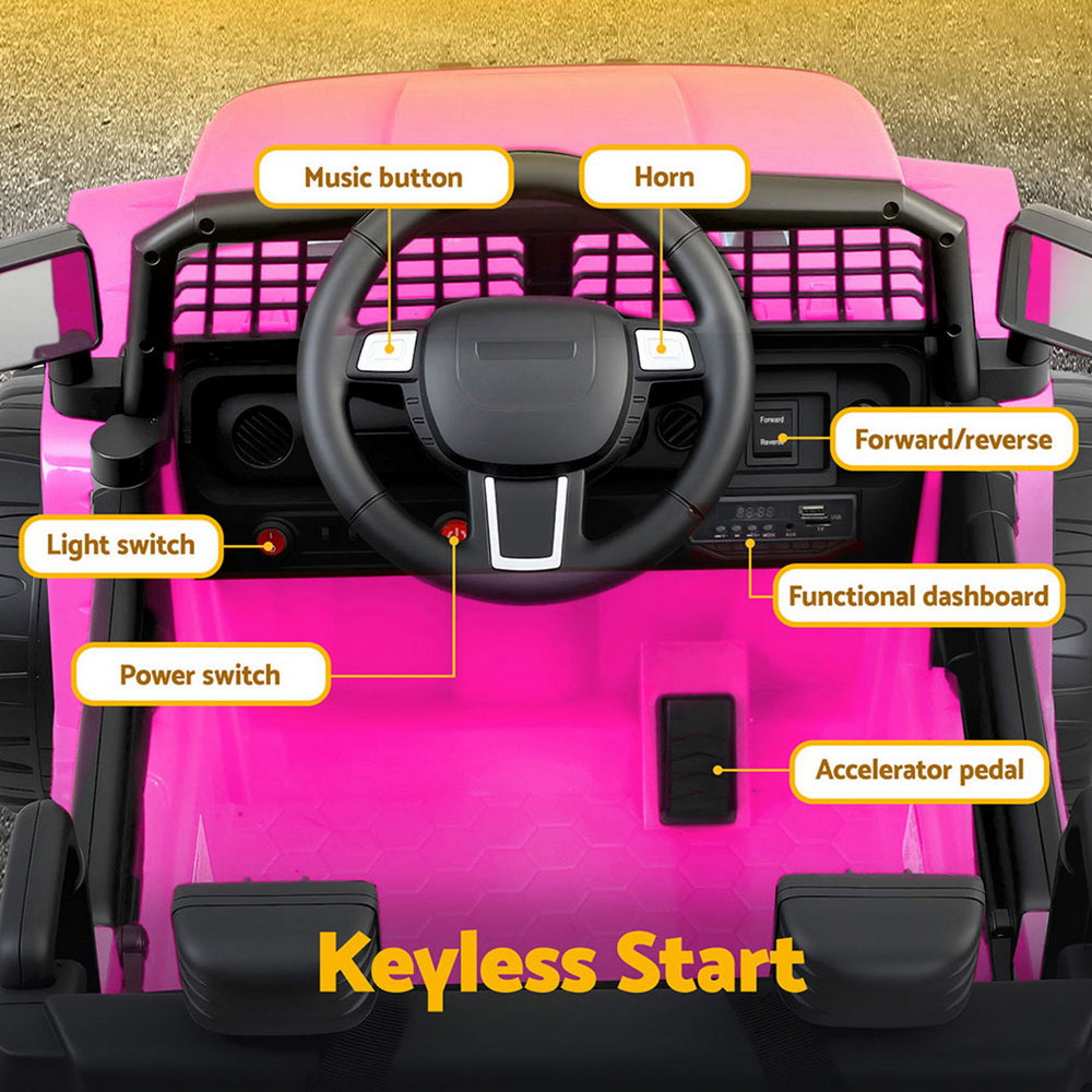 Jeep-Style Kids Electric Ride-On Car (Pink)