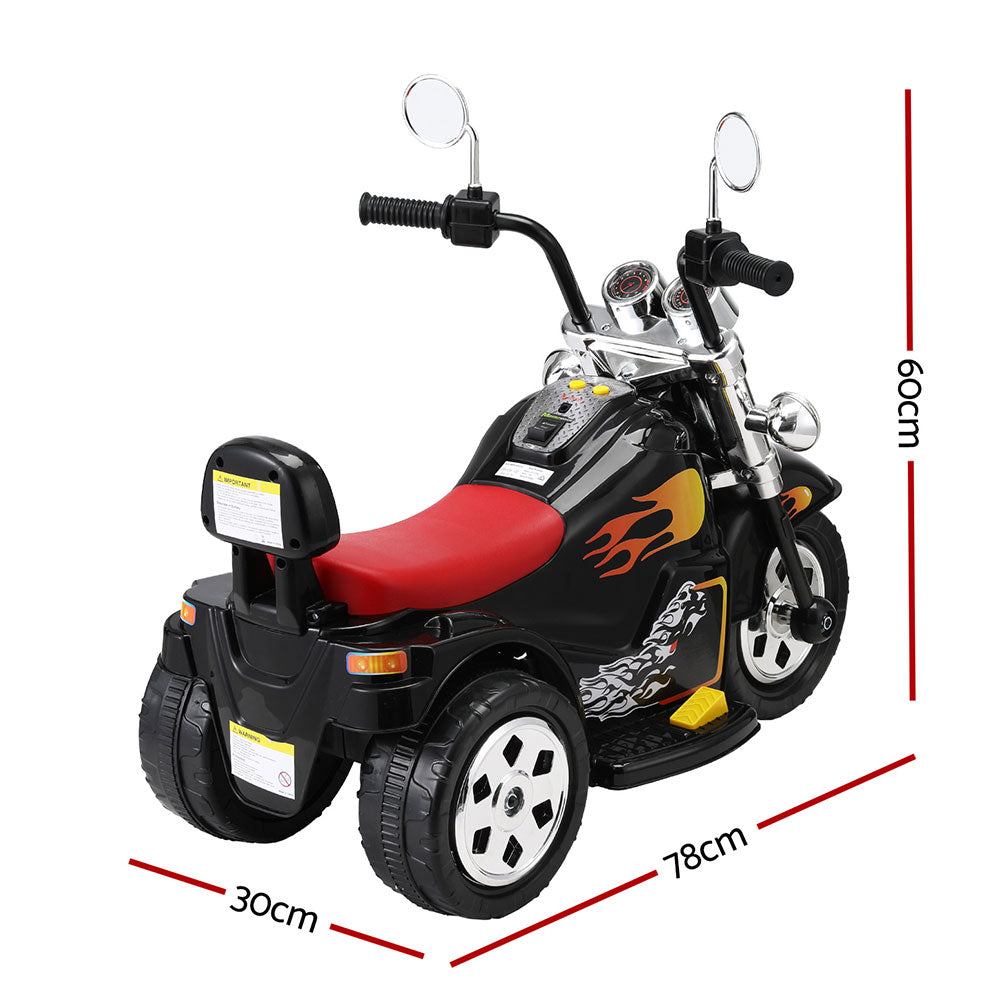 Kids Electric Ride-On Motorbike with Horn & Music (Black)
