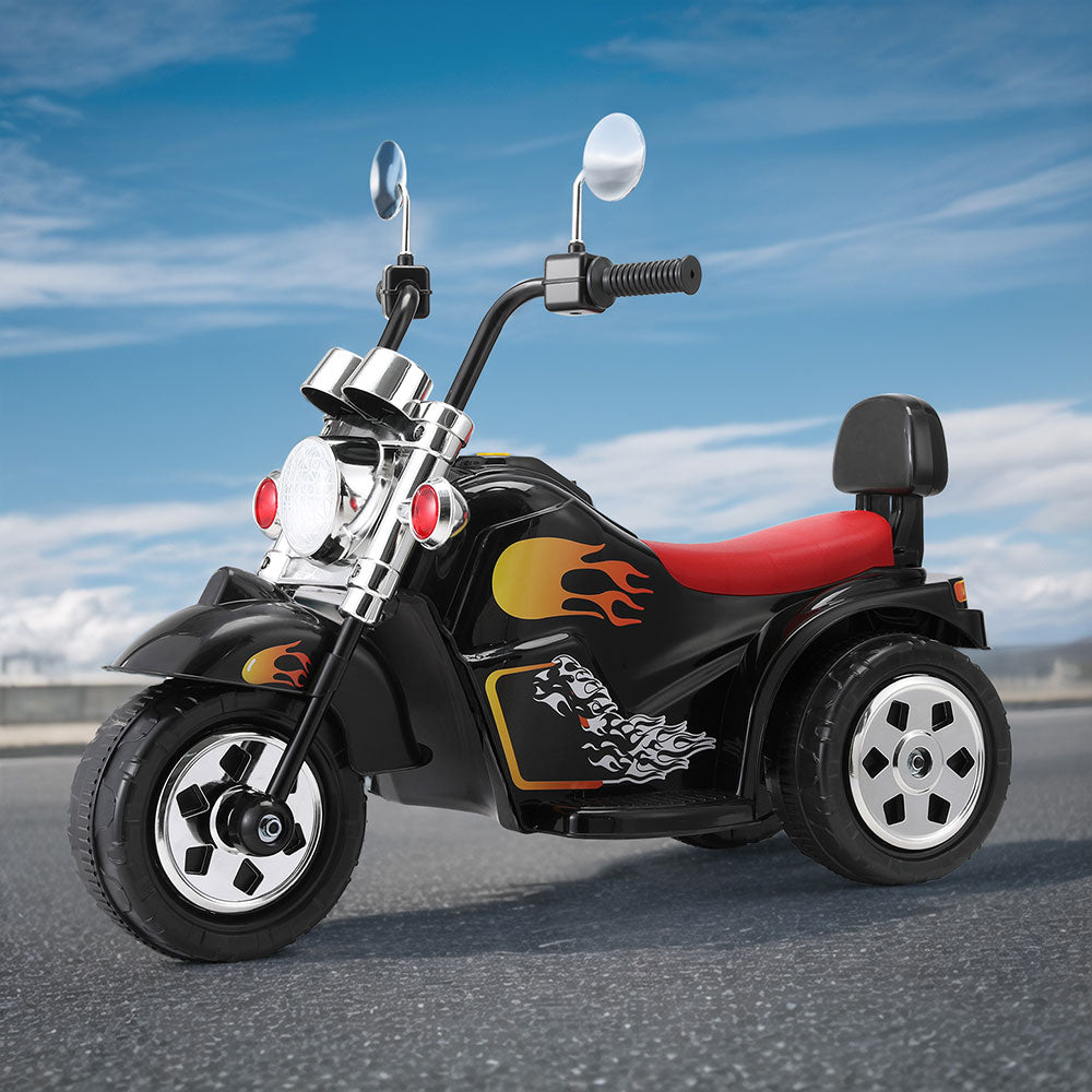 Kids Electric Ride-On Motorbike with Horn & Music (Black)