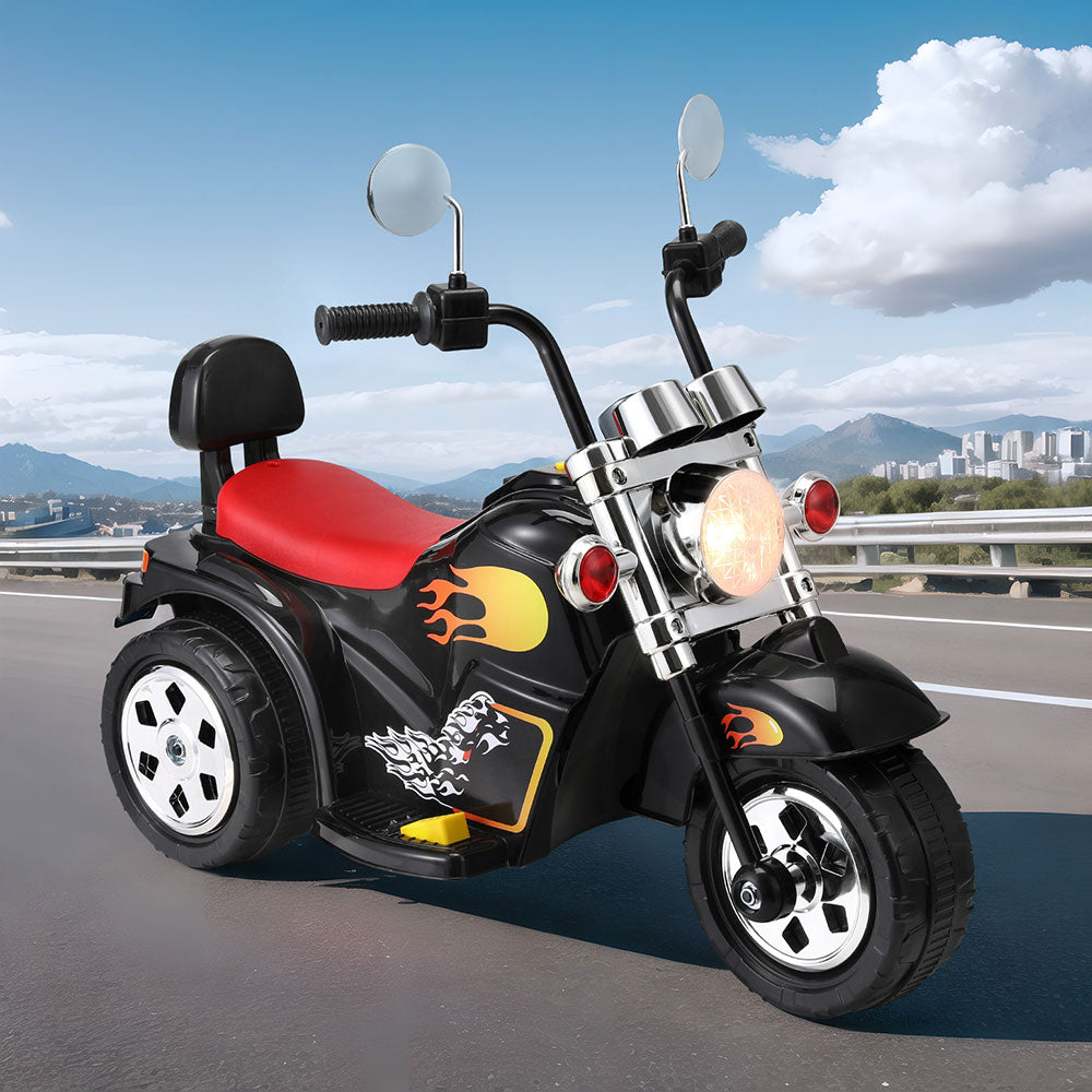 Kids Electric Ride-On Motorbike with Horn & Music (Black)