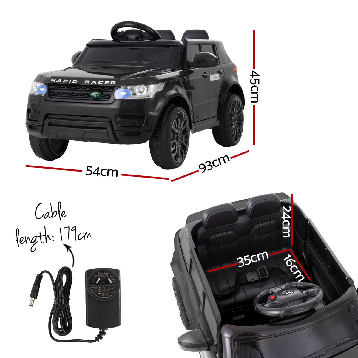 SUV-Style Kids Electric Ride-On Car (Black)