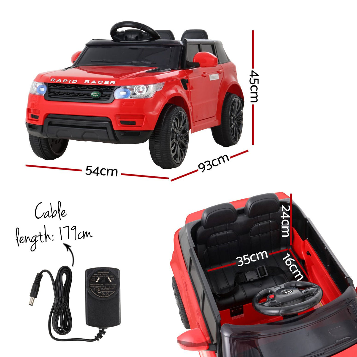 Range Rover-Inspired Kids Electric Ride-On Car (Red)