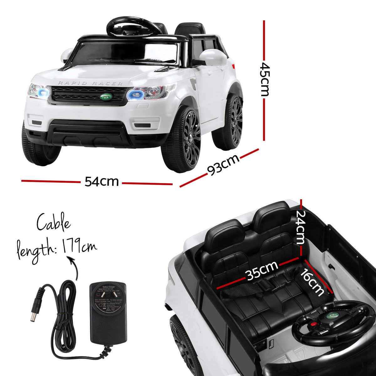 Range Rover-Inspired Kids Electric Ride-On Car (White)