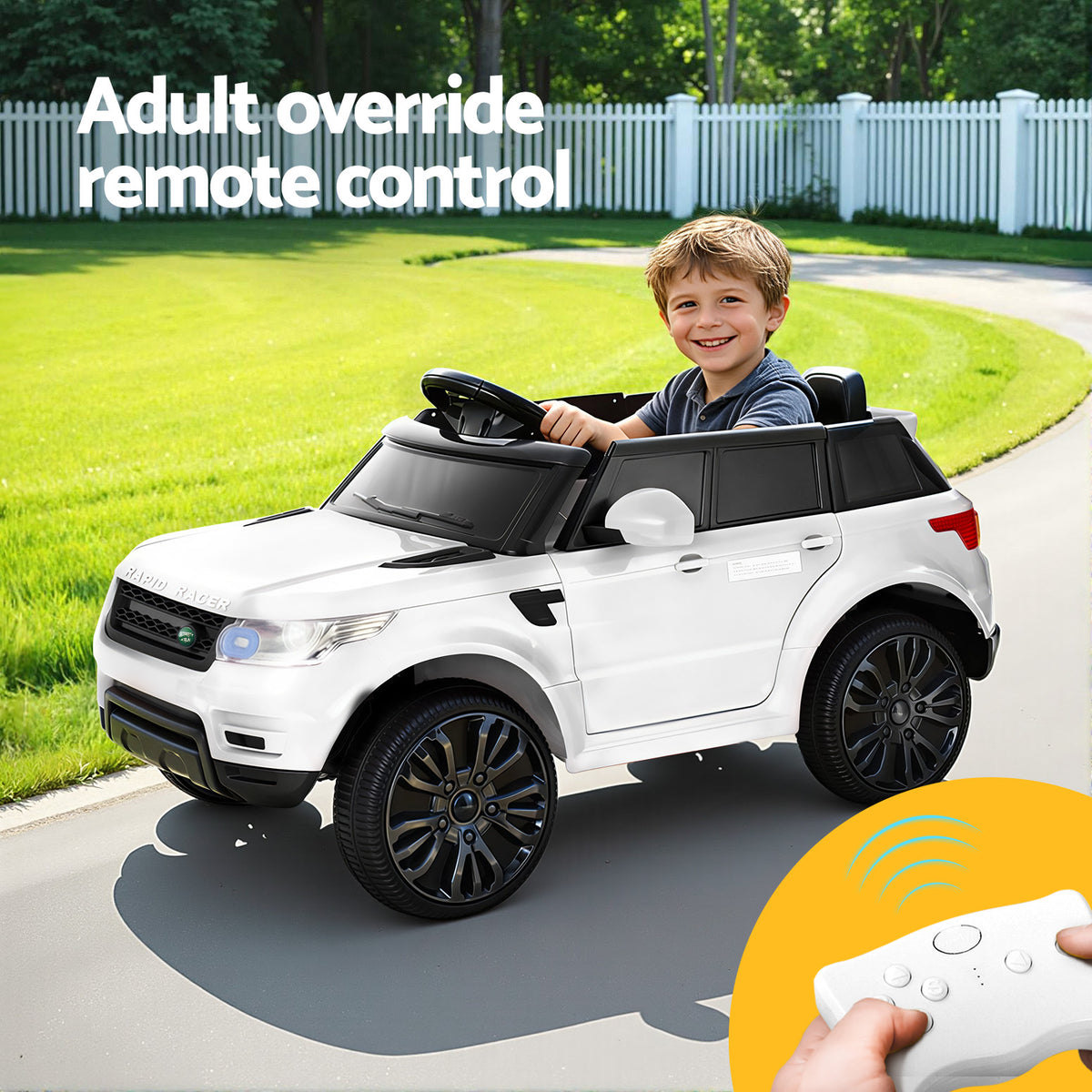 Range Rover-Inspired Kids Electric Ride-On Car (White)