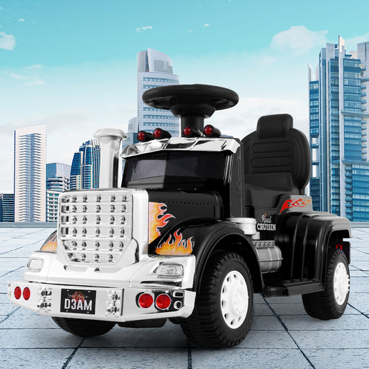Kids Electric Ride-On Truck-Style Motorbike (Black)
