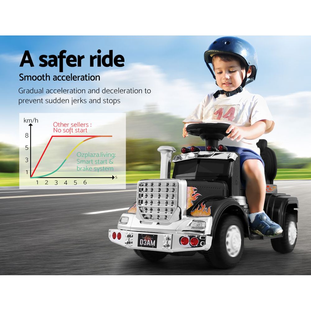 Kids Electric Ride-On Truck-Style Motorbike (Black)