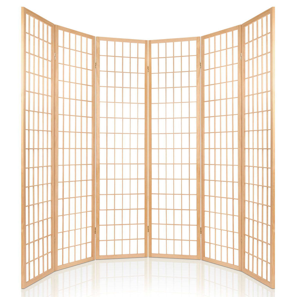 6 Panel Room Divider Screen, 261 x 179cm (Natural)