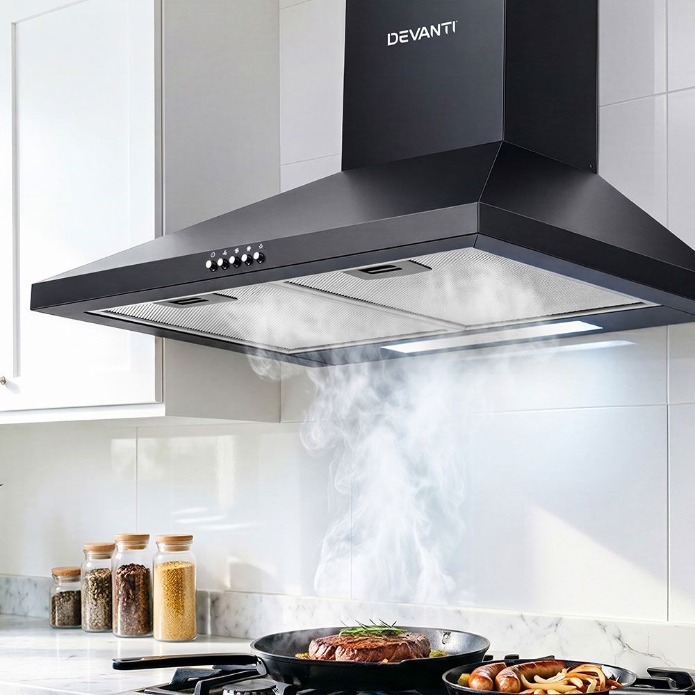600mm Range Hood 60cm Black Wall Mounted Rangehood Canopy - Brand New