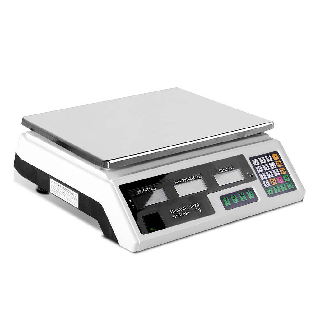 40kg Digital Kitchen Platform Scale with LCD (White)