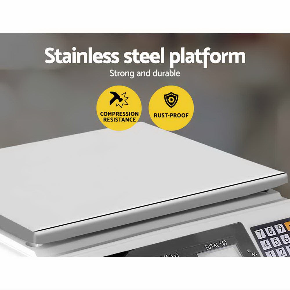 40kg Digital Kitchen Platform Scale with LCD (White)