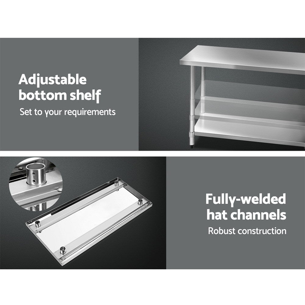 1219 x 610mm Stainless Steel Kitchen Bench