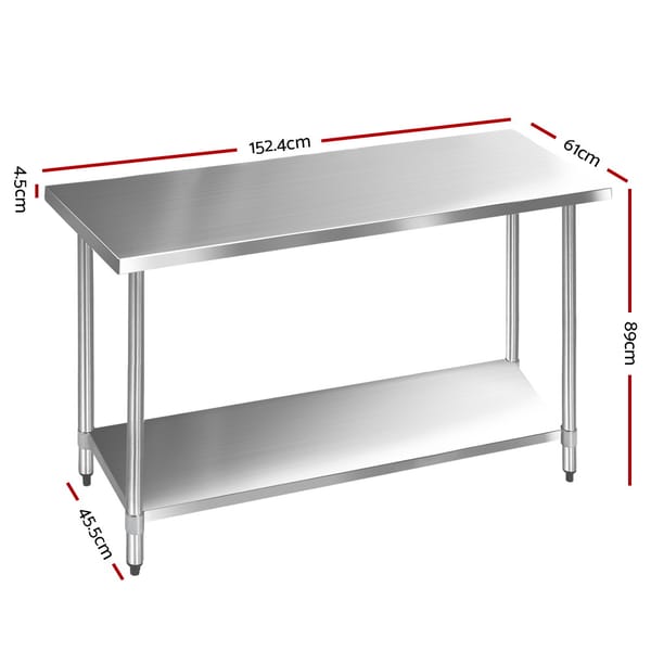 Cefito 1524x610mm Stainless Steel Kitchen Bench