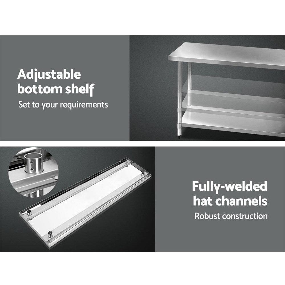 1829 x 610mm Stainless Steel Kitchen Bench
