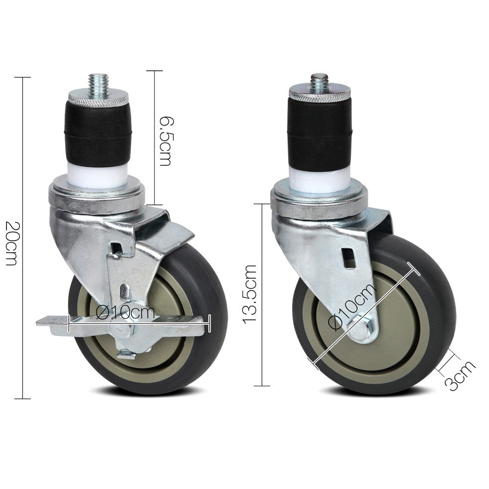 4" Swivel Castor Wheels for Kitchen Bench (Set of 4)