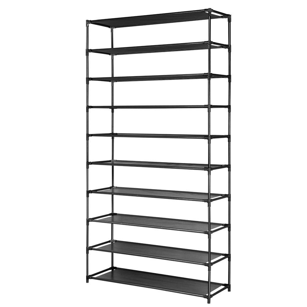 Stackable 10-Tier Shoe Rack, 50 Pairs (Black)