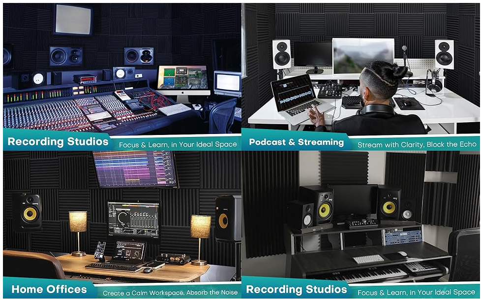 24pcs Studio Acoustic Foam Sound Absorption Proofing Panel Wedge Karaoke 30*30cm