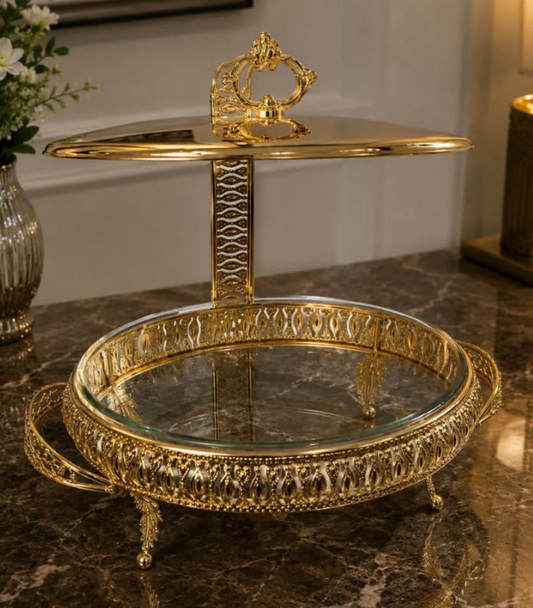 3L Golden Food Warmer Chafing Dish Buffet Set Catering Glass