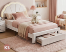 📦King Single Bed Frame with Storage Drawer LED Headboard Velvet Platform