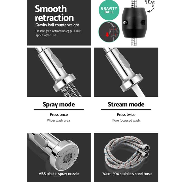 Cefito Kitchen Mixer Tap Sink Faucet Basin Laundry Silver