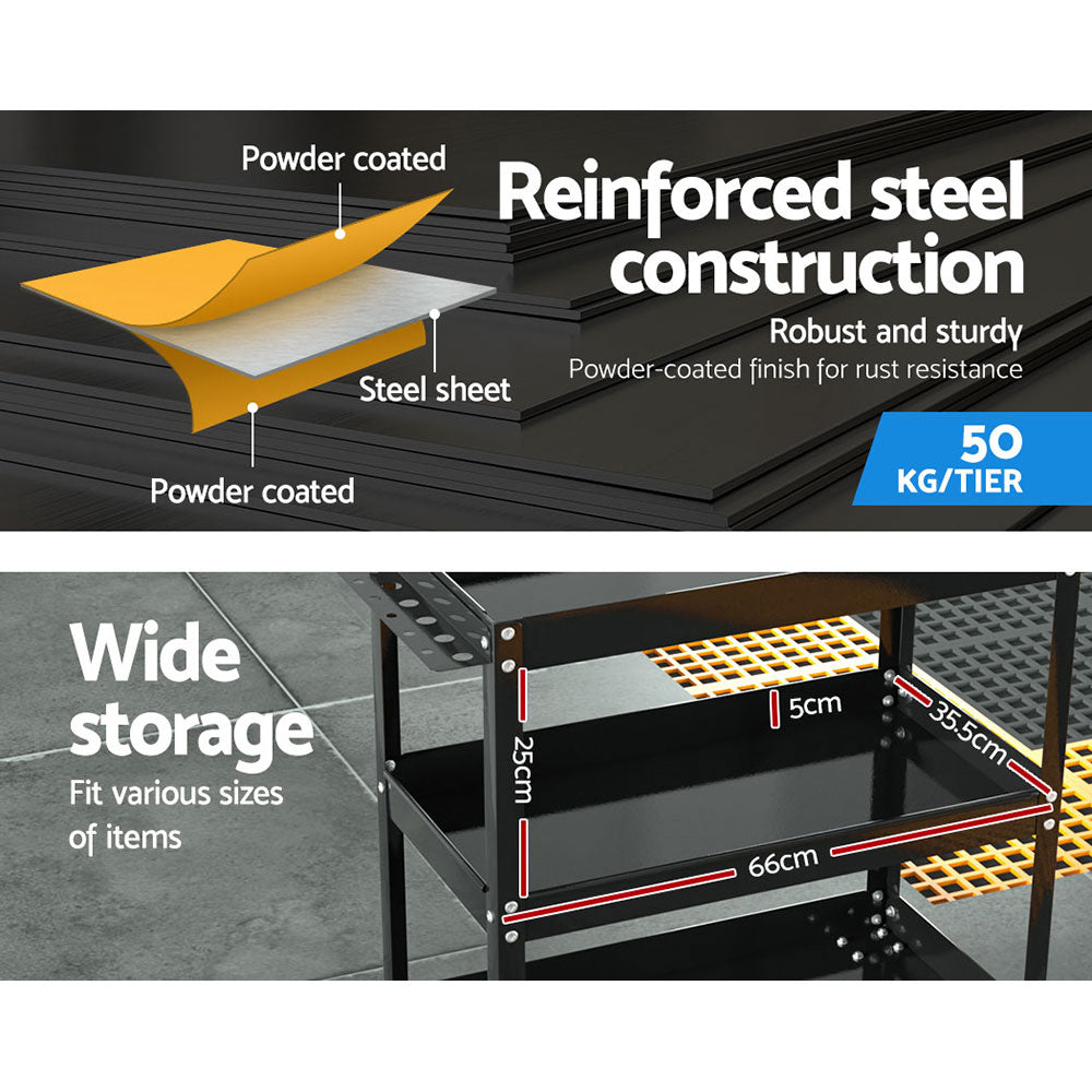 3-Tier Tool Cart Trolley Storage Organiser