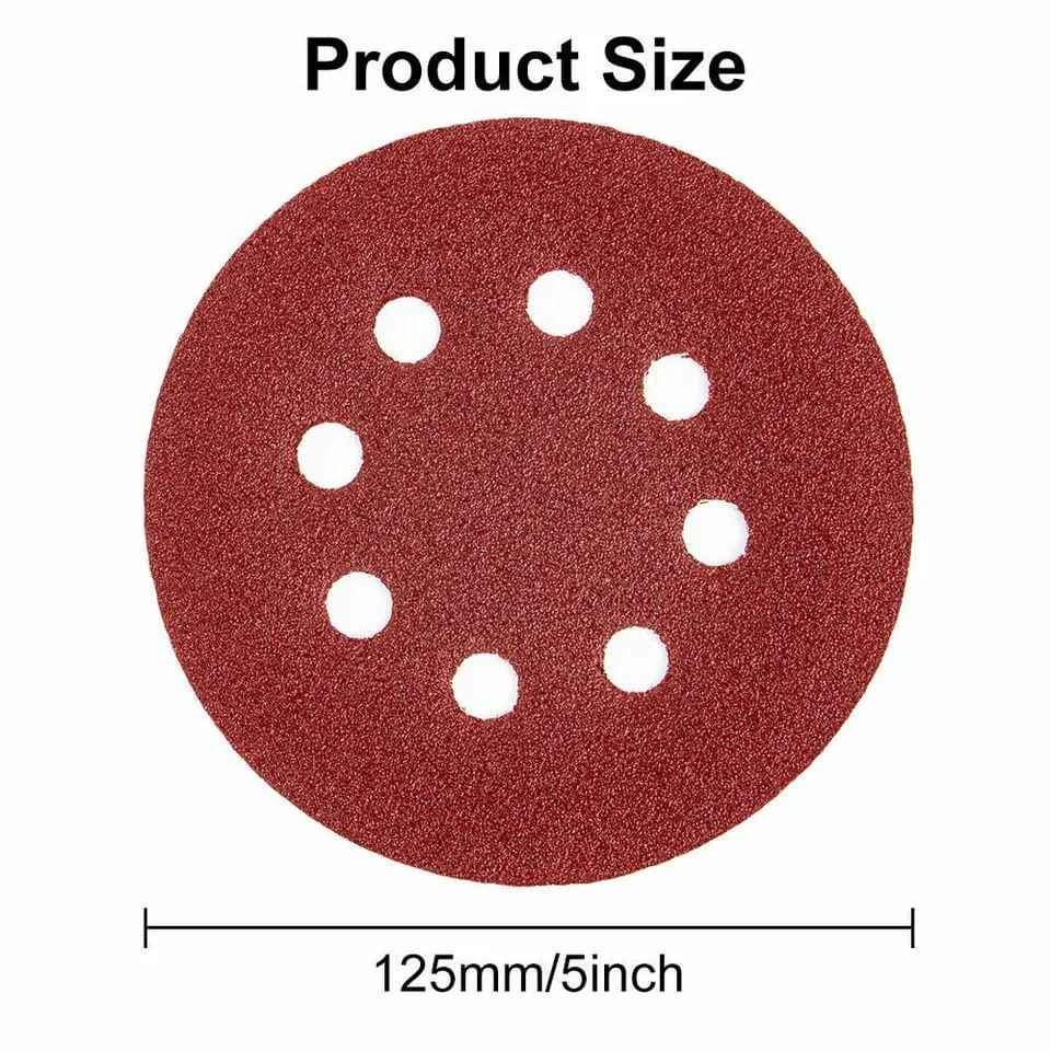 150pcs 125mm 5" Sanding Discs 60 80 100 120 240 Mixed Grit Orbital Sander Pads