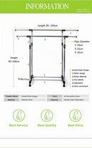 Clothes Rack Garment Holder Double Stainless Shelf Hanger Adjustable Coat
