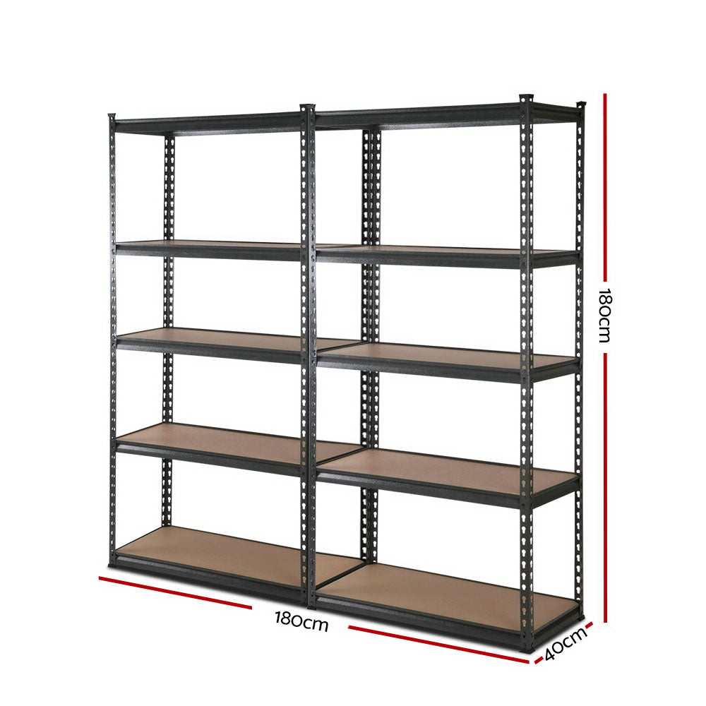 2 x 1.8M Garage Shelving Pallet Racking Storage (Charcoal)
