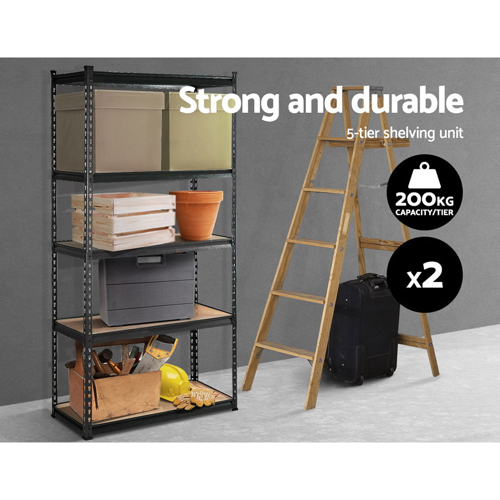 2 x 1.8M Garage Shelving Pallet Racking Storage (Charcoal)