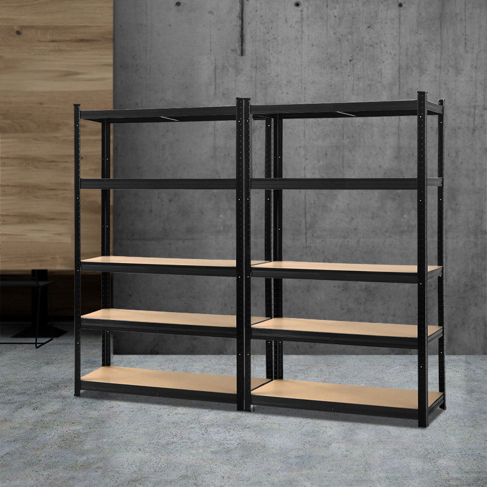 2 x 1.8M Garage Shelving Pallet Racking Storage (Black)