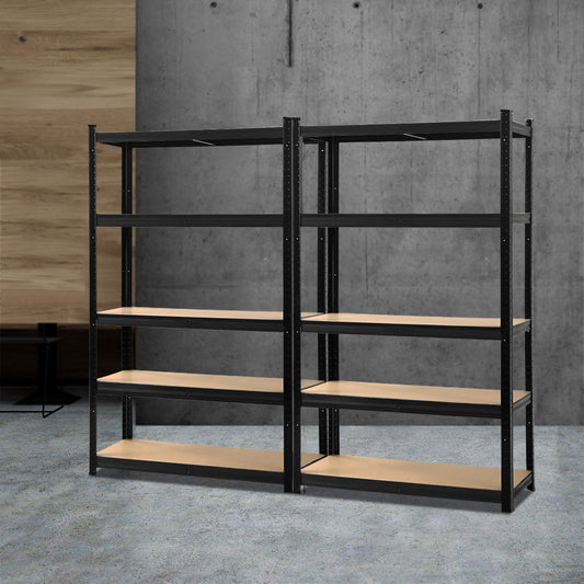 2 x 1.8M Garage Shelving Pallet Racking Storage (Black)