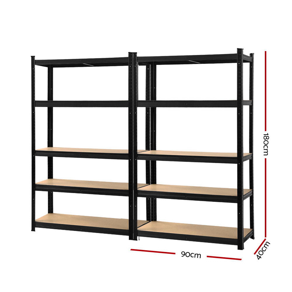 2 x 1.8M Garage Shelving Pallet Racking Storage (Black)