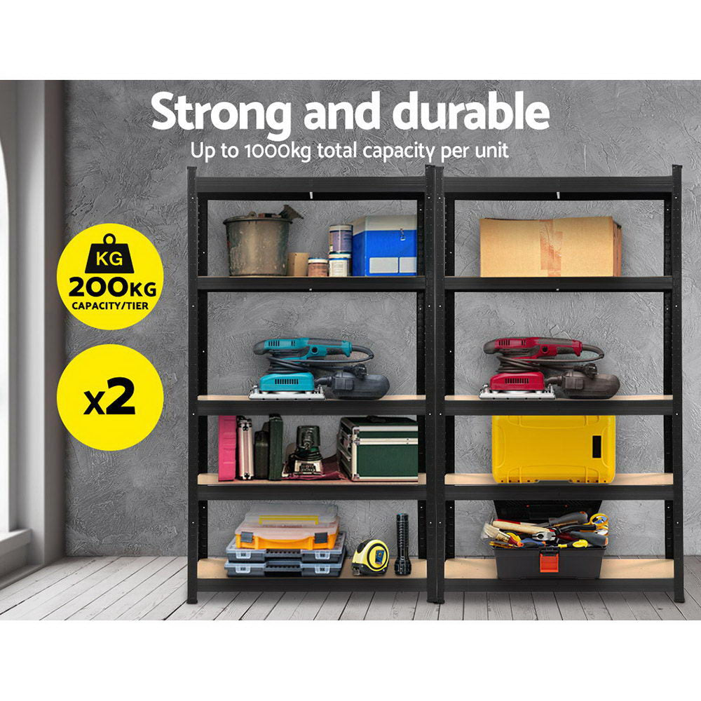 2 x 1.8M Garage Shelving Pallet Racking Storage (Black)