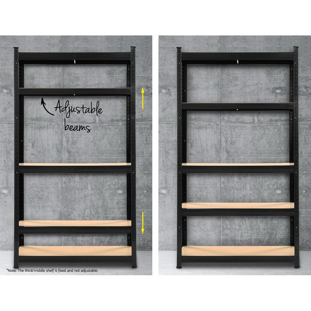 2 x 1.8M Garage Shelving Pallet Racking Storage (Black)