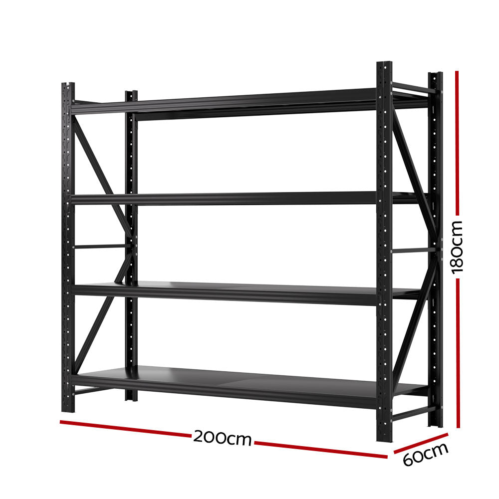 2m x 1.8m Warehouse Shelving Garage Rack (Black)