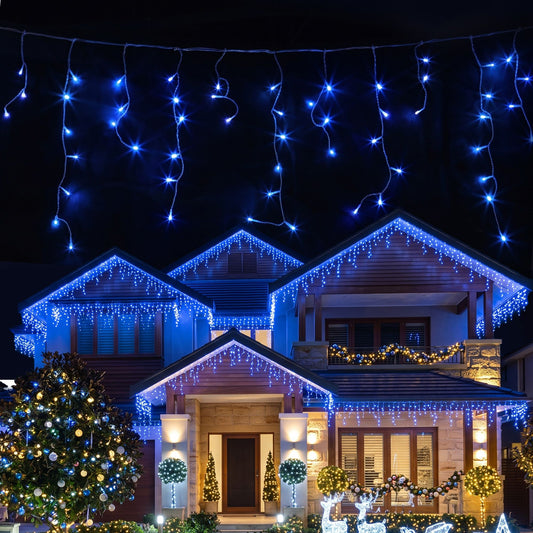 32m Solar Icicle Christmas Lights, 960 LED (Blue)