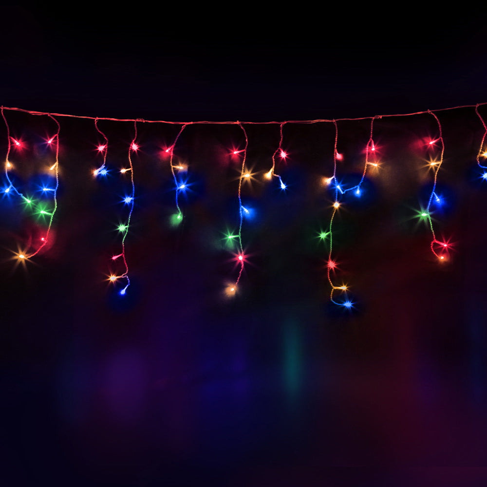 12.5m Solar Icicle Christmas Lights, 500 LED (Multi-Colour)