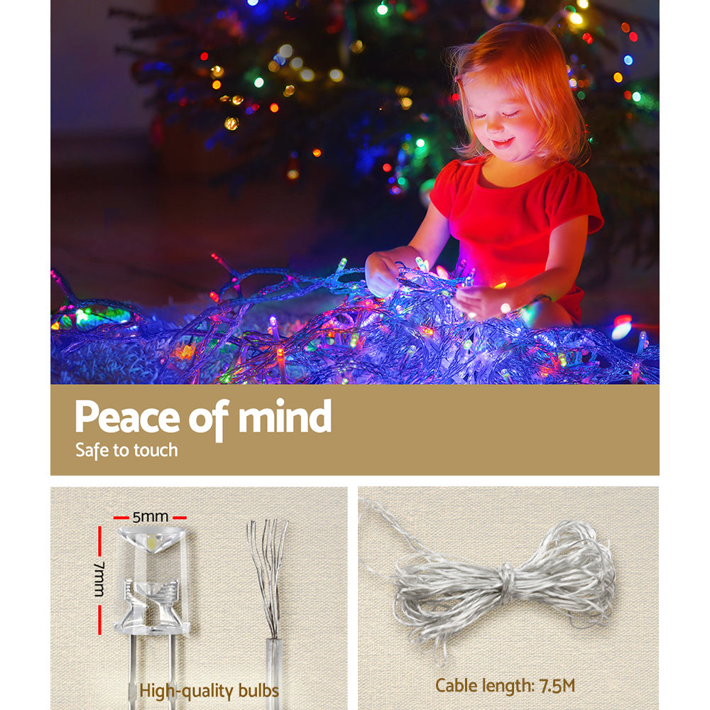 12.5m Solar Icicle Christmas Lights, 500 LED (Multi-Colour)