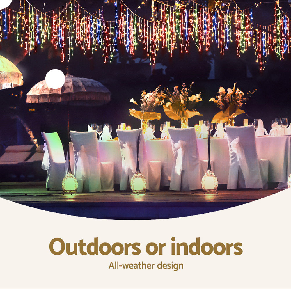 12.5m Solar Icicle Christmas Lights, 500 LED (Multi-Colour)