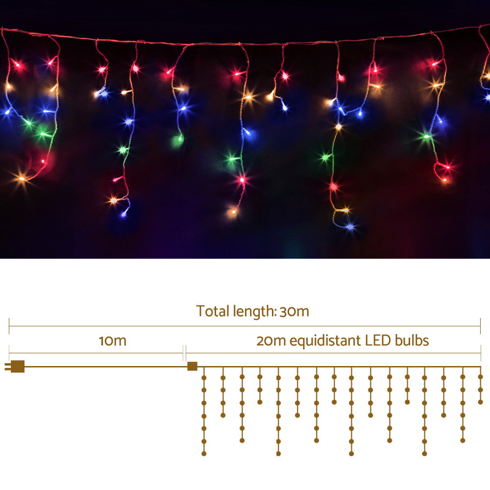 20m Icicle Christmas Lights, 800 LED (Multi-Colour)