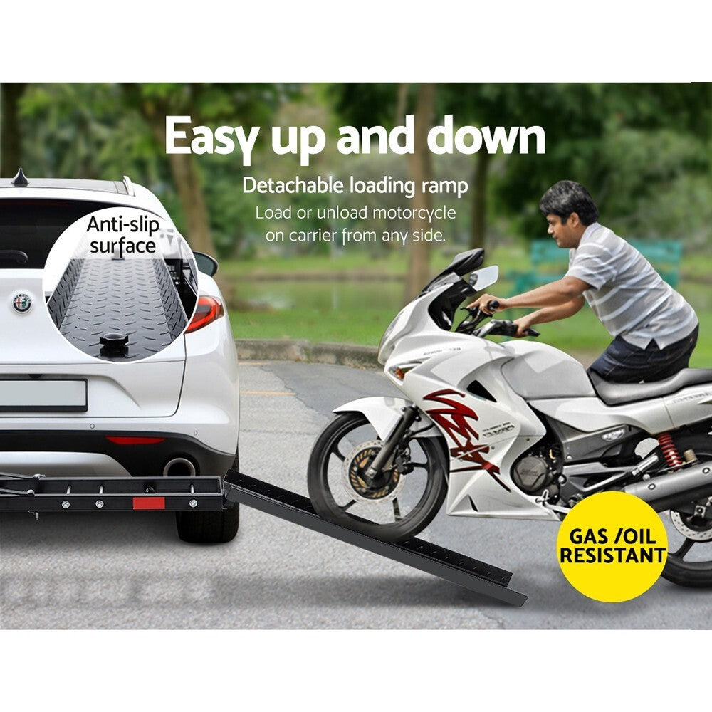 Motorcycle Motorbike Carrier Rack Ramp 2" Towbar Adjustable Height Black