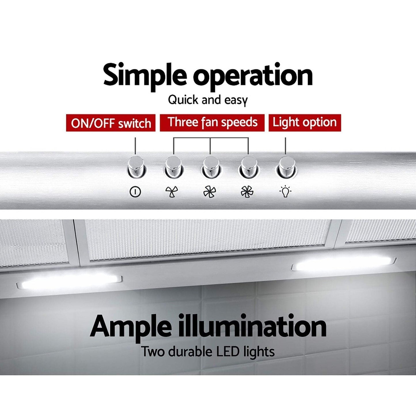 900mm Range Hood 90cm Rangehood Stainless Steel