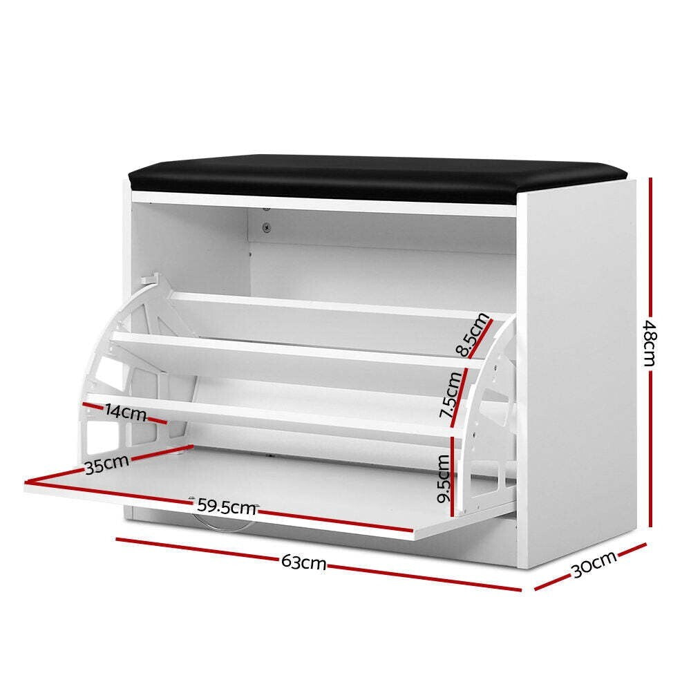 Shoe Rack Cabinet Bench 15 Pairs White