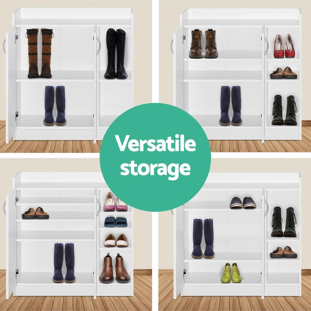 Shoe Rack Storage Cabinet 21 Pairs White Organiser Shelf Cupboard
