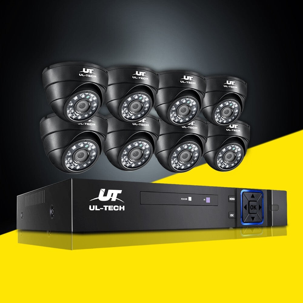 1080P Security Camera System 8CH DVR with 8 CCTV Dome Cameras